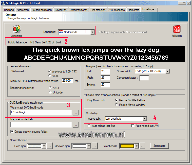 SubMagic, tabblad options