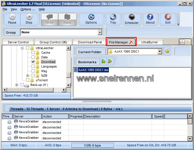 Ultraleecher, na het downloaden van een nzb bestand