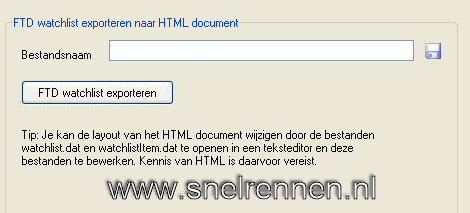 Watchdog, watchlist exporteren naar html document