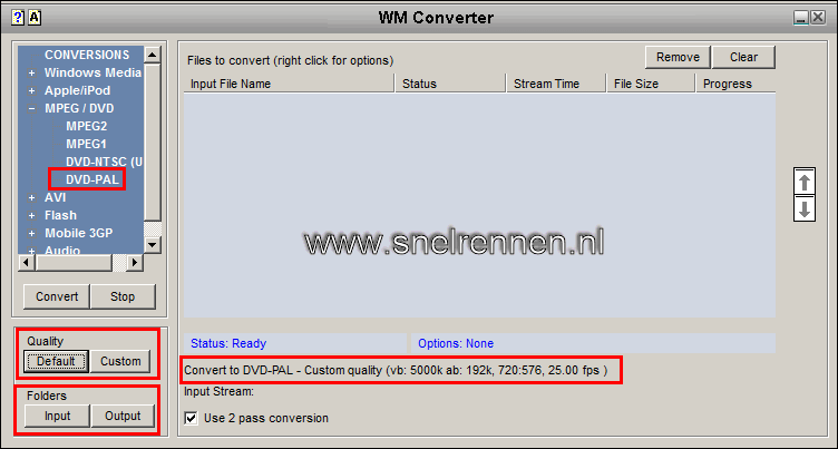 WM Converter hoofscherm