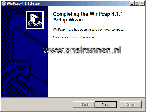 WinPcap, installatie afronden