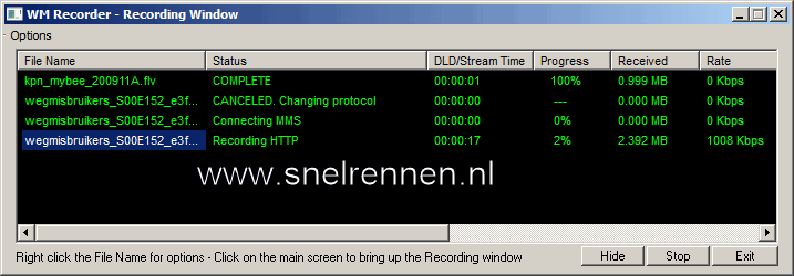 Download status van WM Recorder