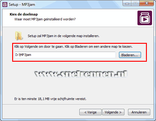 MP3jam, doelmap kiezen