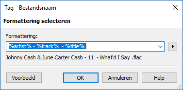 Mp3tag, tag - bestandsnaam