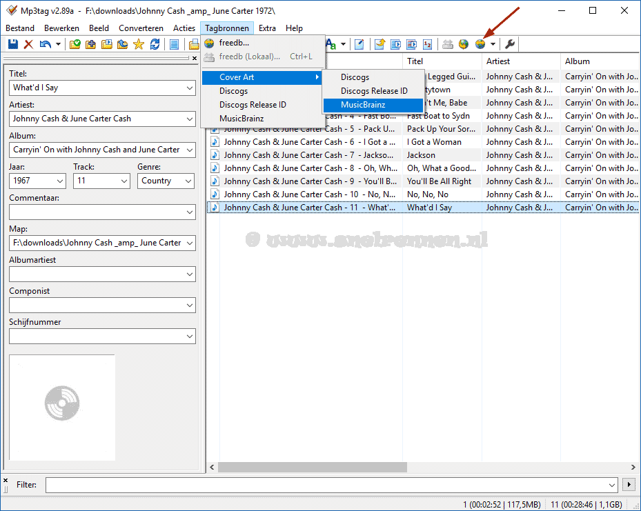 Mp3tag, cover toevoegen