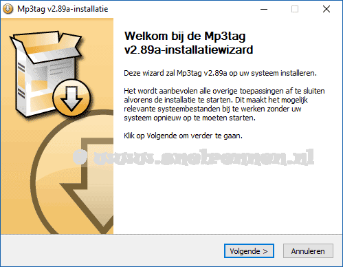 Mp3tag installatie,  v2.89a installatiewizard