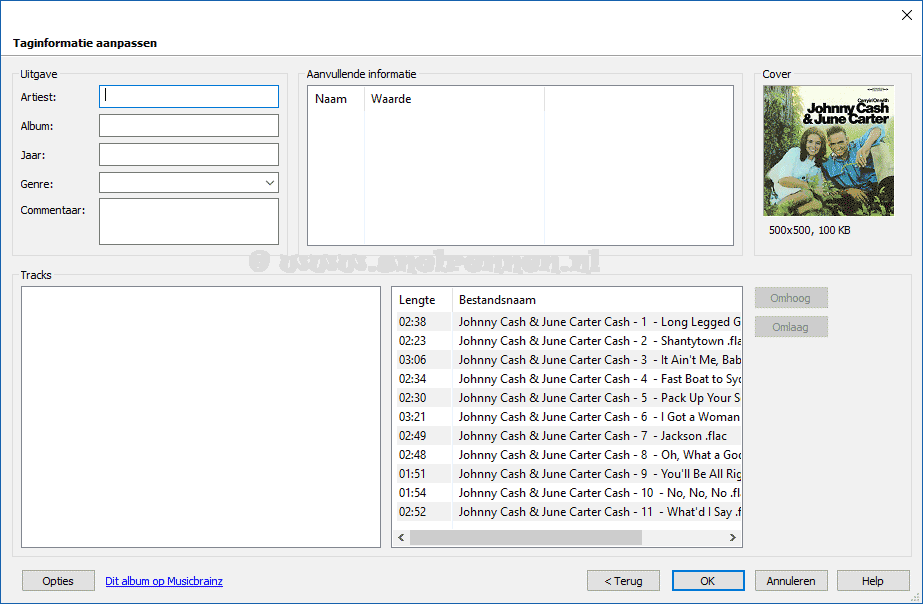 Mp3tag, tag informatie aanpassen