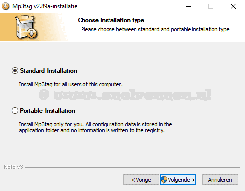 Mp3tag installatie,  v2.89a installation type
