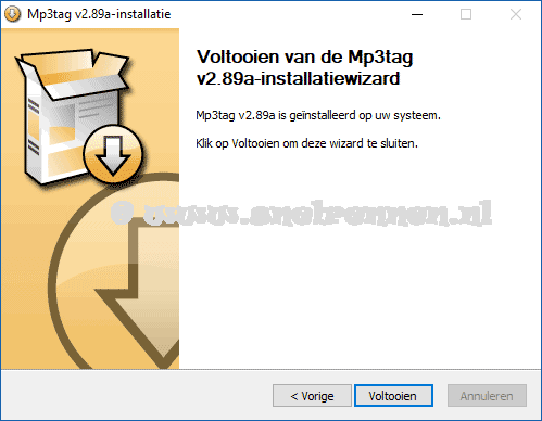 Mp3tag, v2.89a installatie voltooid