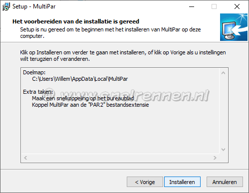 MultiPar, voorbereiden gereed