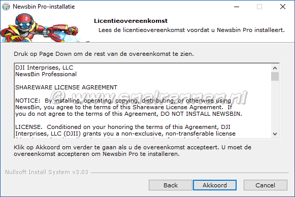Newsbin Pro, licentieovereenkomst