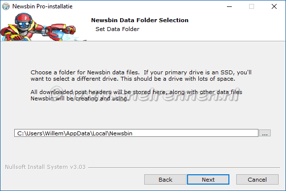 NewsBin Pro, Data Folder Selection
