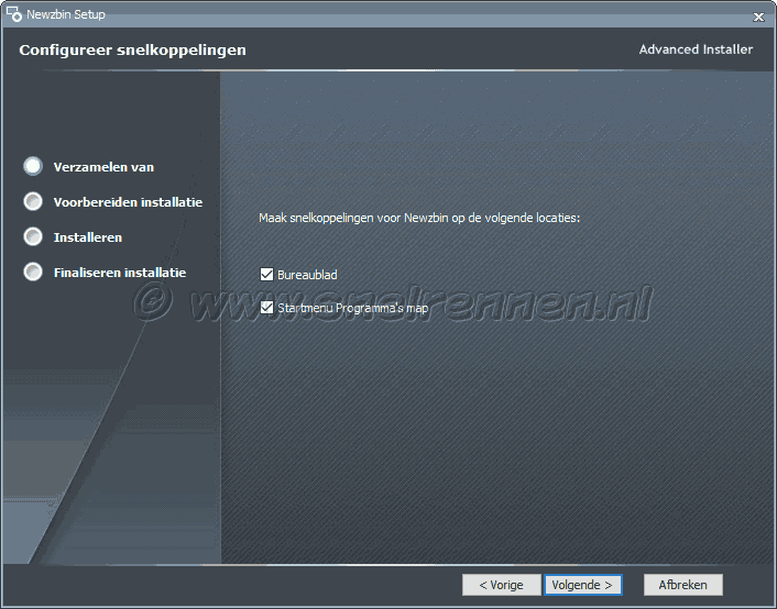 Newzbin, configureer snelkoppelingen