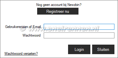 Newzbin, inlogggegevens