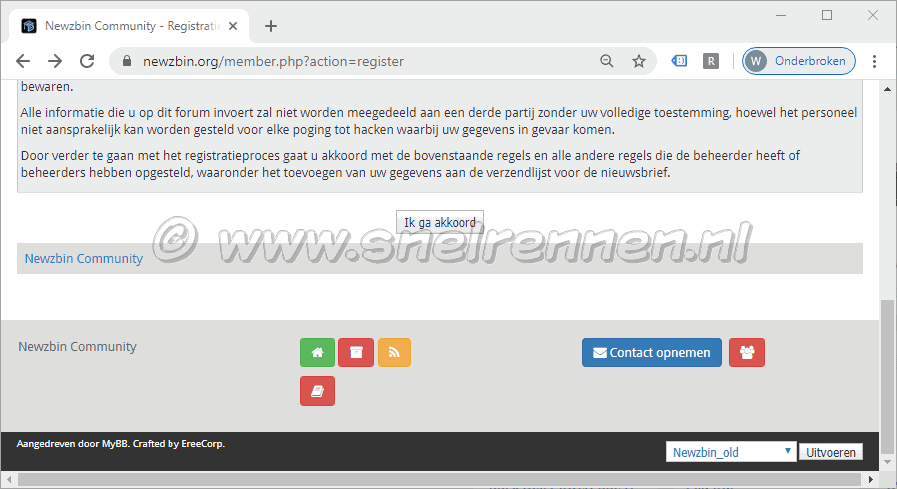 Newzbin, registratie overeenkomst