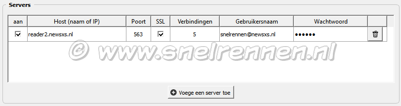 Configuratie ngPost, Servers