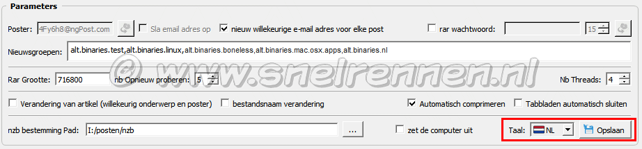 Configuratie ngPost, Parameters