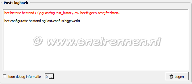 Configuratie ngPost, Post logboek