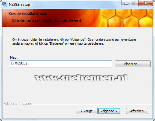 NZBEE, installatie map kiezen