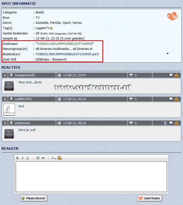 NZBEE, spot informatie na bedankje