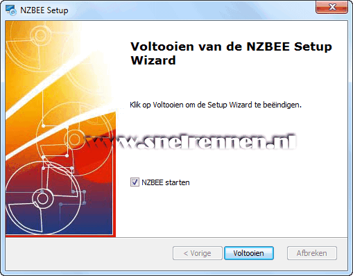 NZBEE, installatie wizard voltooid