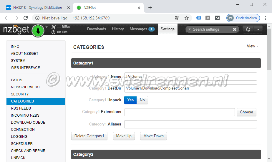 NZBGet configuratie, Categories