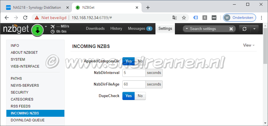 NZBGet configuratie, Incoming NZBS