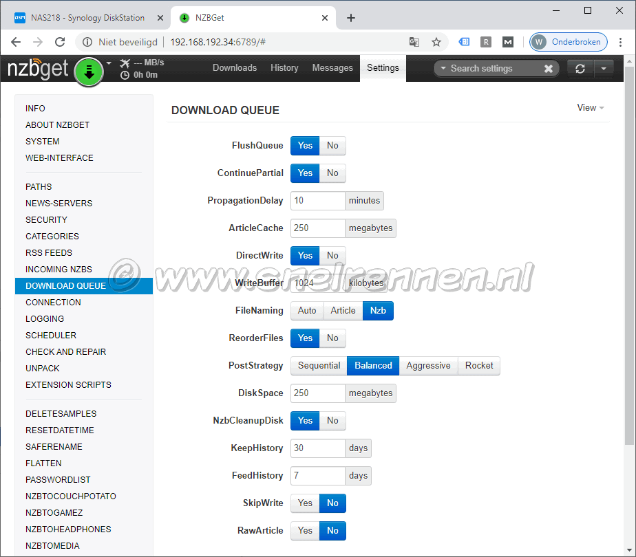 NZBGet configuratie, Download Queue