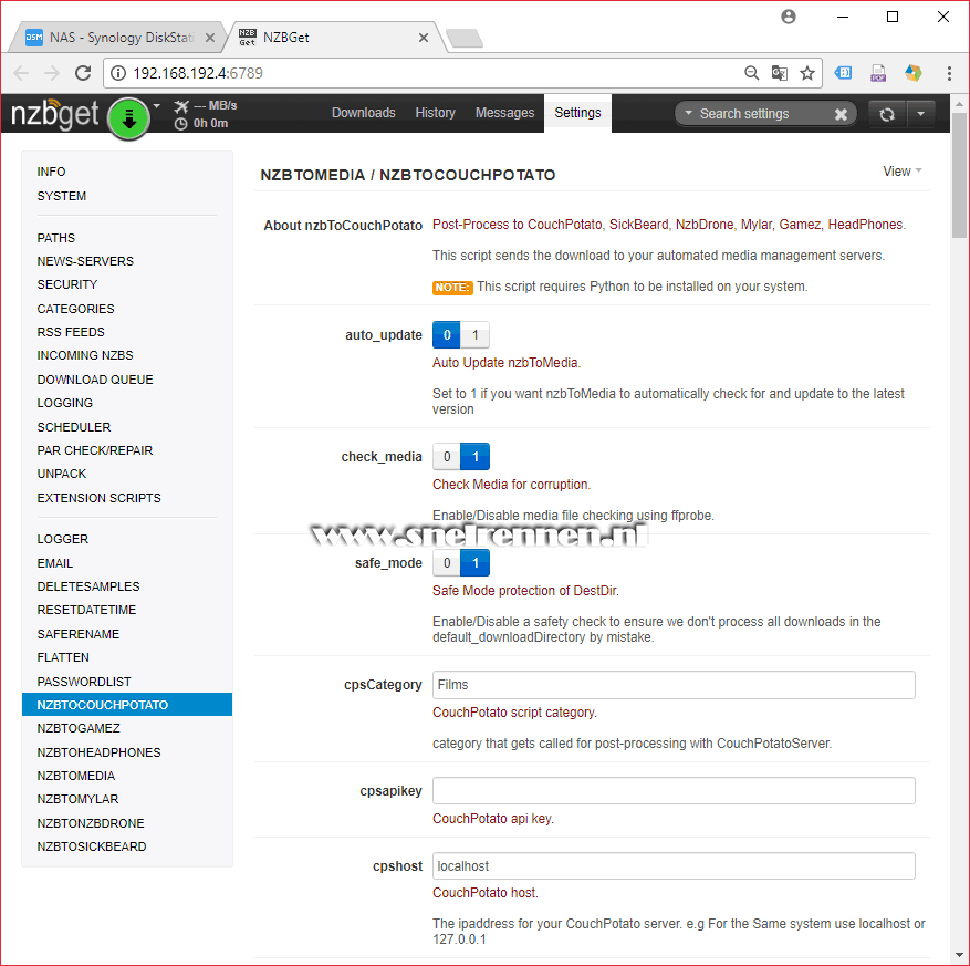NZBGet configuratie, NZBTOCOUCHPOTATO