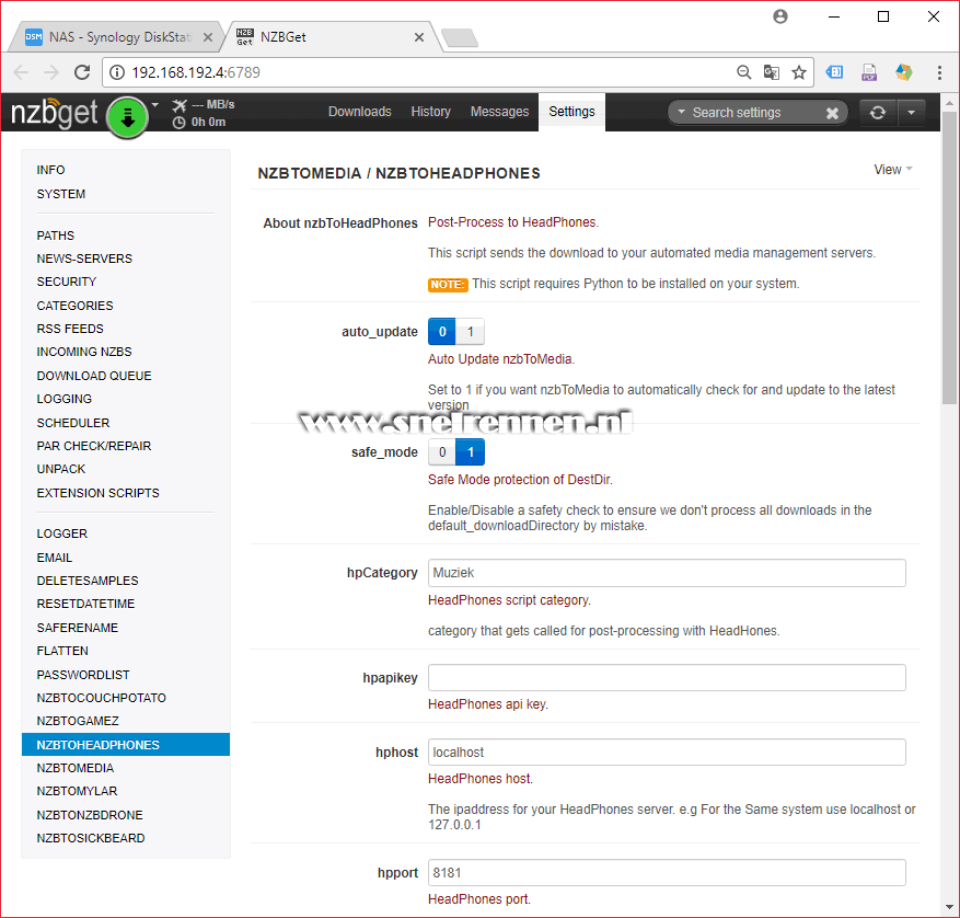 NZBGet configuratie, NZBTOHEADPHONES