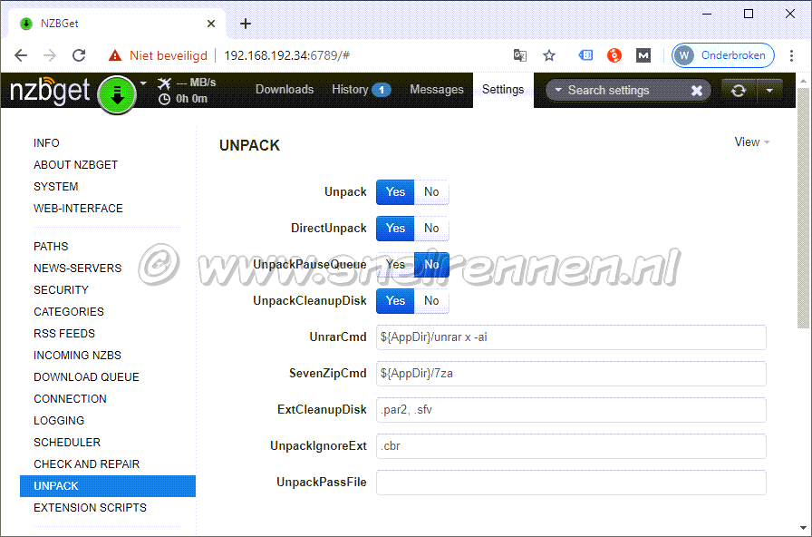 NZBGet configuratie, Unpack