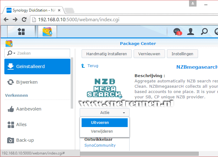 NZBMegaSearch installeren, laatste stappen na installatie