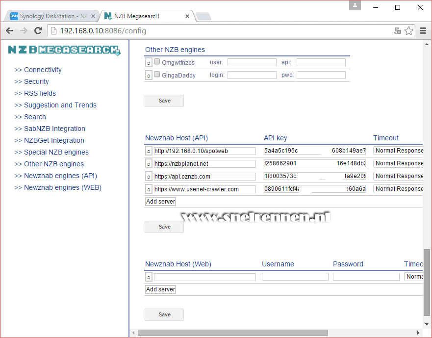 NZBMegaSearch, NewzNab providers toevoegen