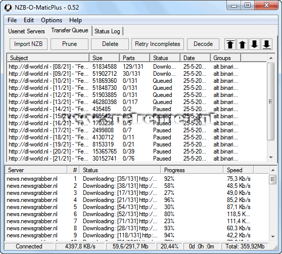 NZB-O-Matic+, nzb bestand downloaden