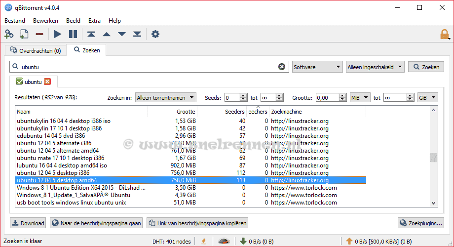 Torrent zoeken met qBittorrent