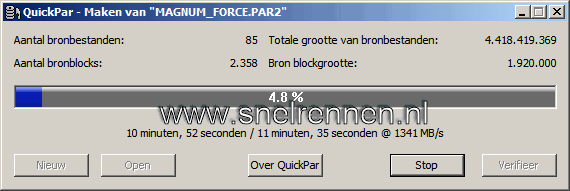 QuikPar, maken van herstelbestanden