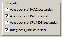 QuickPar, integratie
