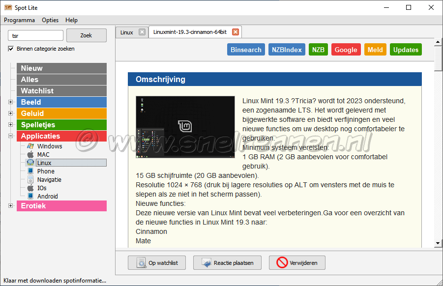 NZB bij Spotlite downloaden