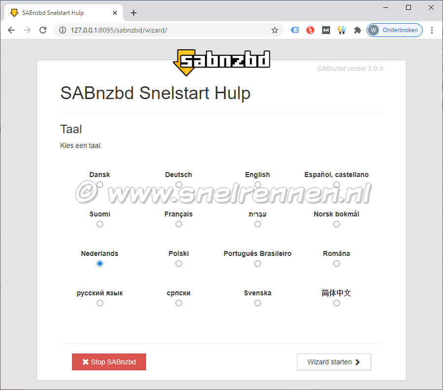 SABnzbd: quick start wizard
