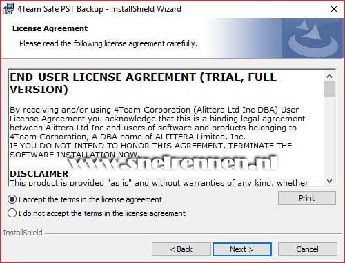 Safe PST Backup, license agreement