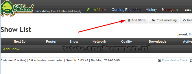 SickBeard, Add show