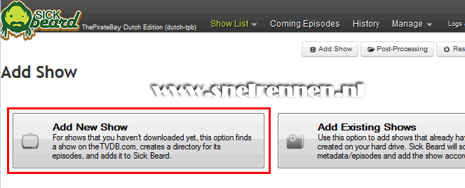 SickBeard, Add new show