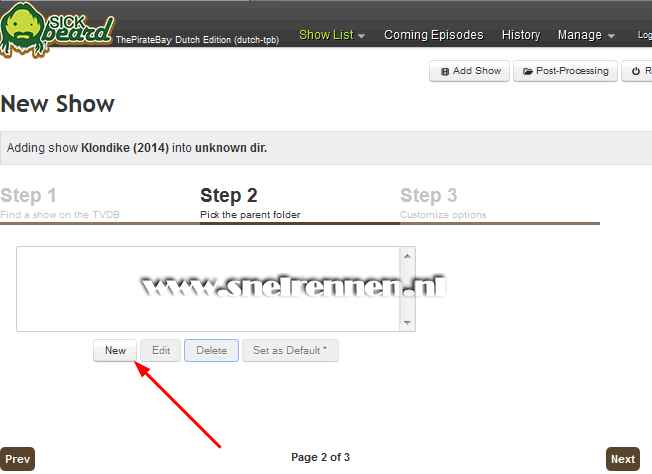 SickBeard, Add new show - Stap 2