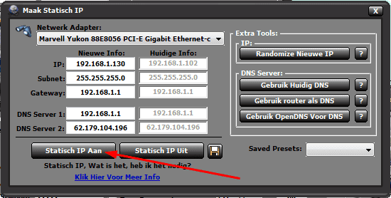 Simple Port Forwarding, maak statisch ip