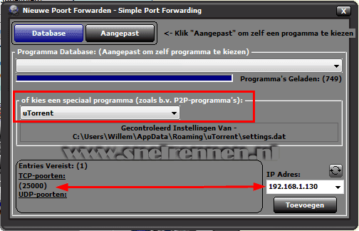 Simple Port Forwarding, nieuwe poort forwarden