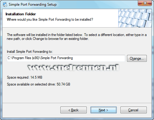Simple Port forwarding Setup, installation folder