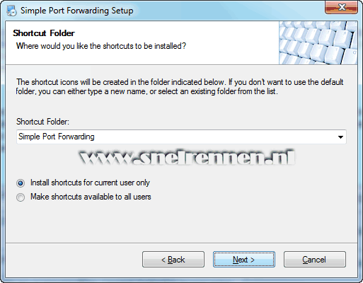 Simple Port forwarding Setup, shortcut folder