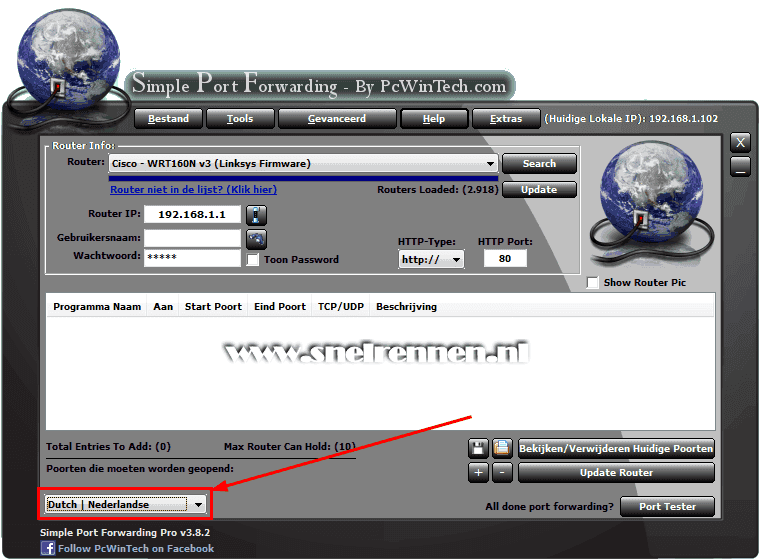 Simple Port Forwarding, Nederlandstalig maken