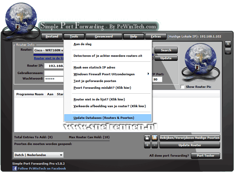 Simple Port Forwarding, database updaten