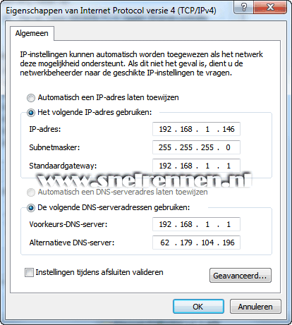 eigenschappen van Internet Protocol versie 4